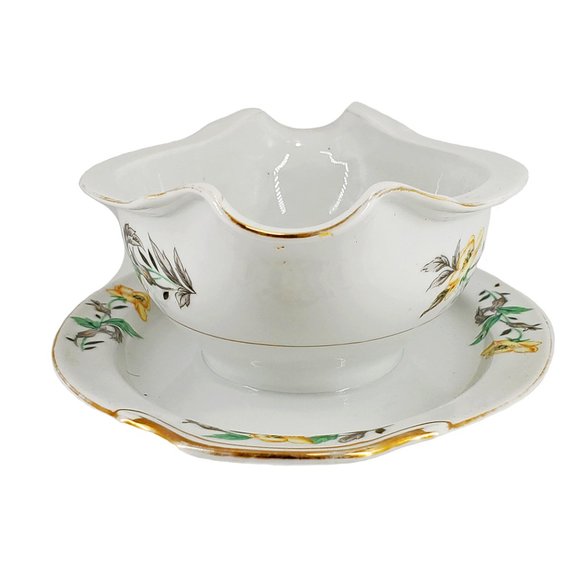 Regal China Lorraine Gravy Boat with Attached Underplate Japan MCM Vintage - Picture 2 of 4